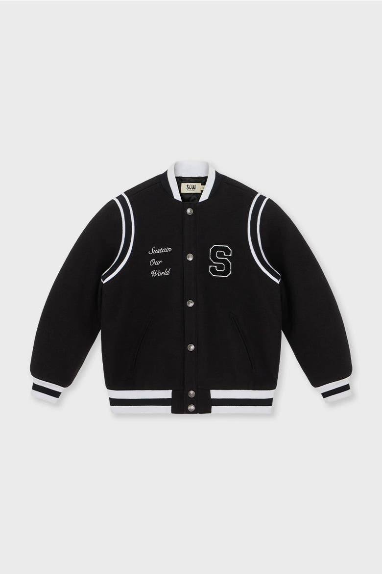 Black Varsity Jacket Kids, Main, color, Black