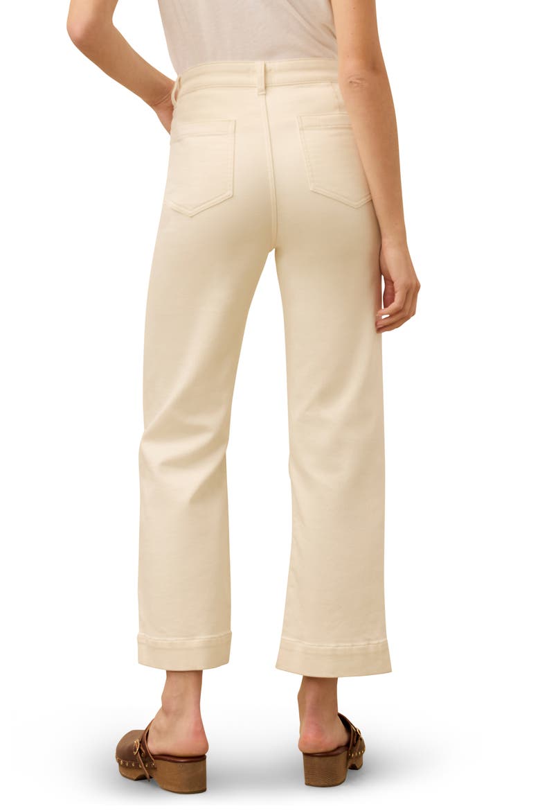 Patch Pocket High Waist Ankle Wide Leg Stretch Terry Pants, Alternate, color, EGRET