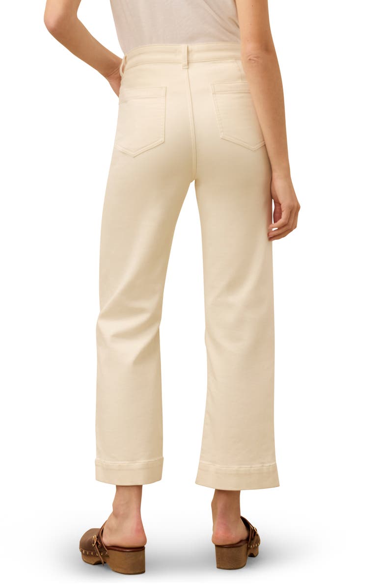 Faherty Patch Pocket High Waist Ankle Wide Leg Stretch Terry Pants, Alternate, color, Egret