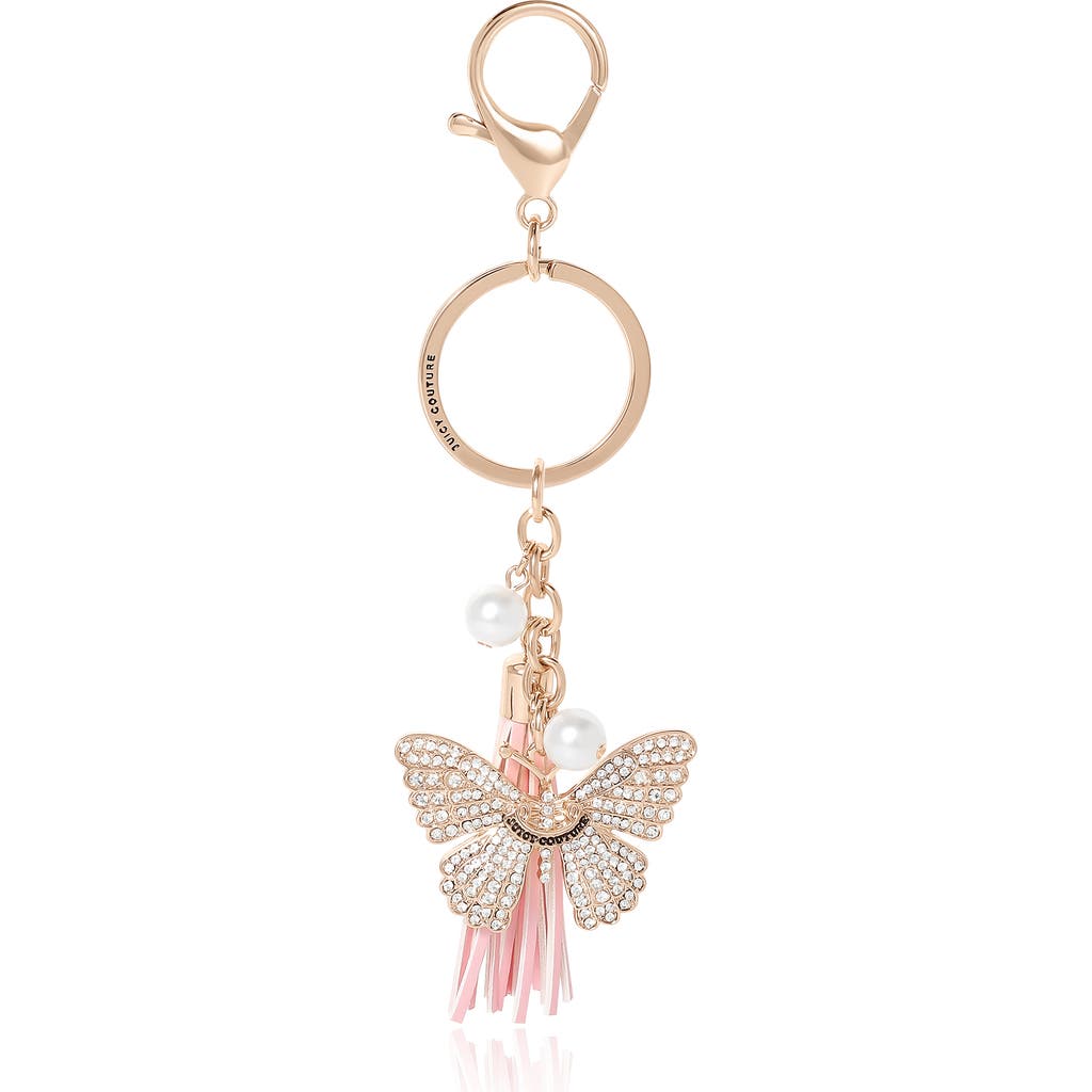 Juicy Couture Butterfly Charm Keychain with Pearls in Gold, Pink  product