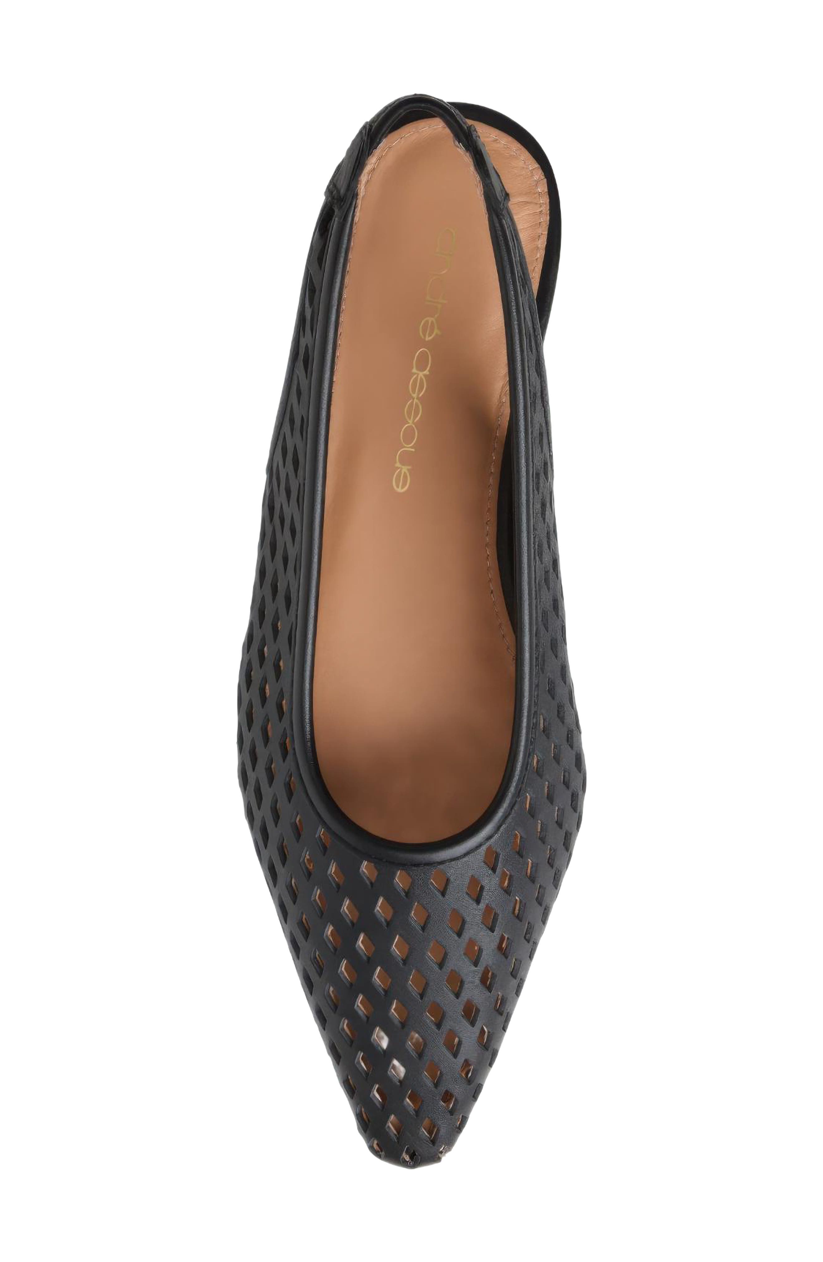 André Assous Brielle Slingback Snip Toe Wedge Pump, Alternate, color, Black Leather