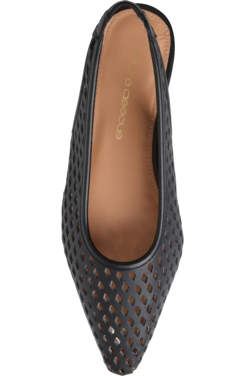 André Assous Brielle Slingback Snip Toe Wedge Pump, Alternate, color, Black Leather