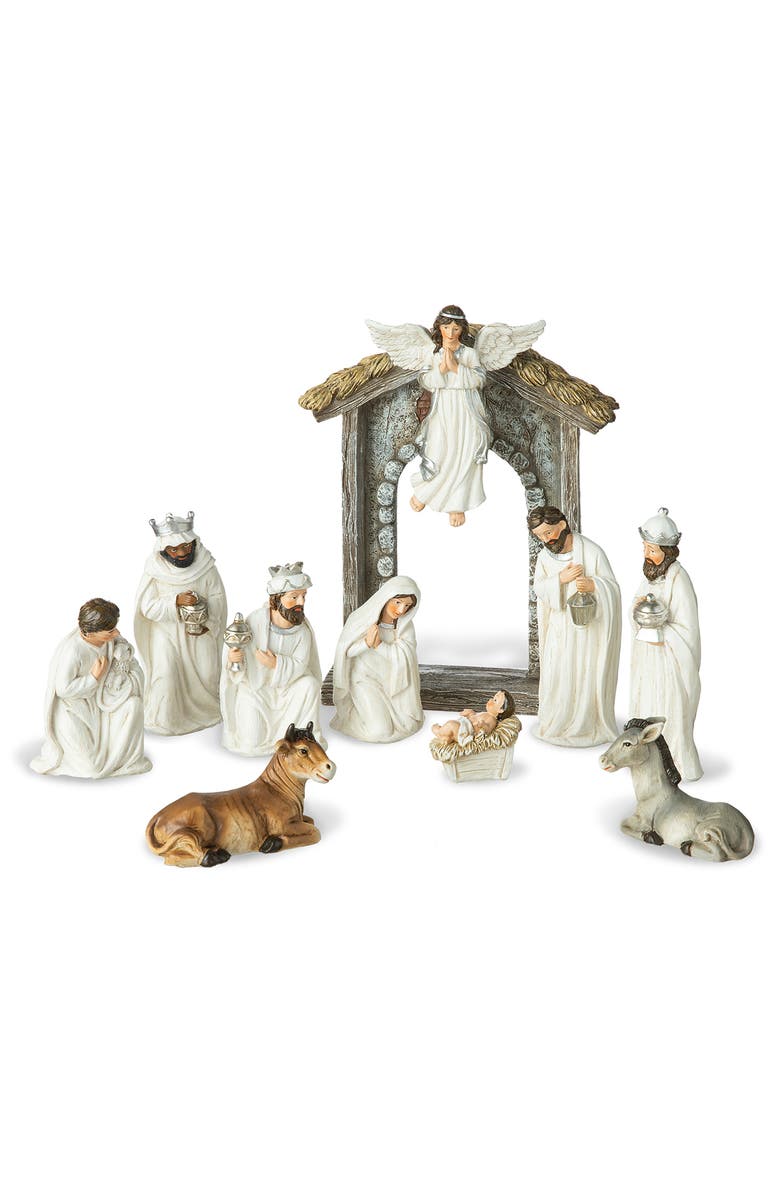 Glitzhome 11pcs Deluxe Resin Nativity Figurine Set, Main, color, 