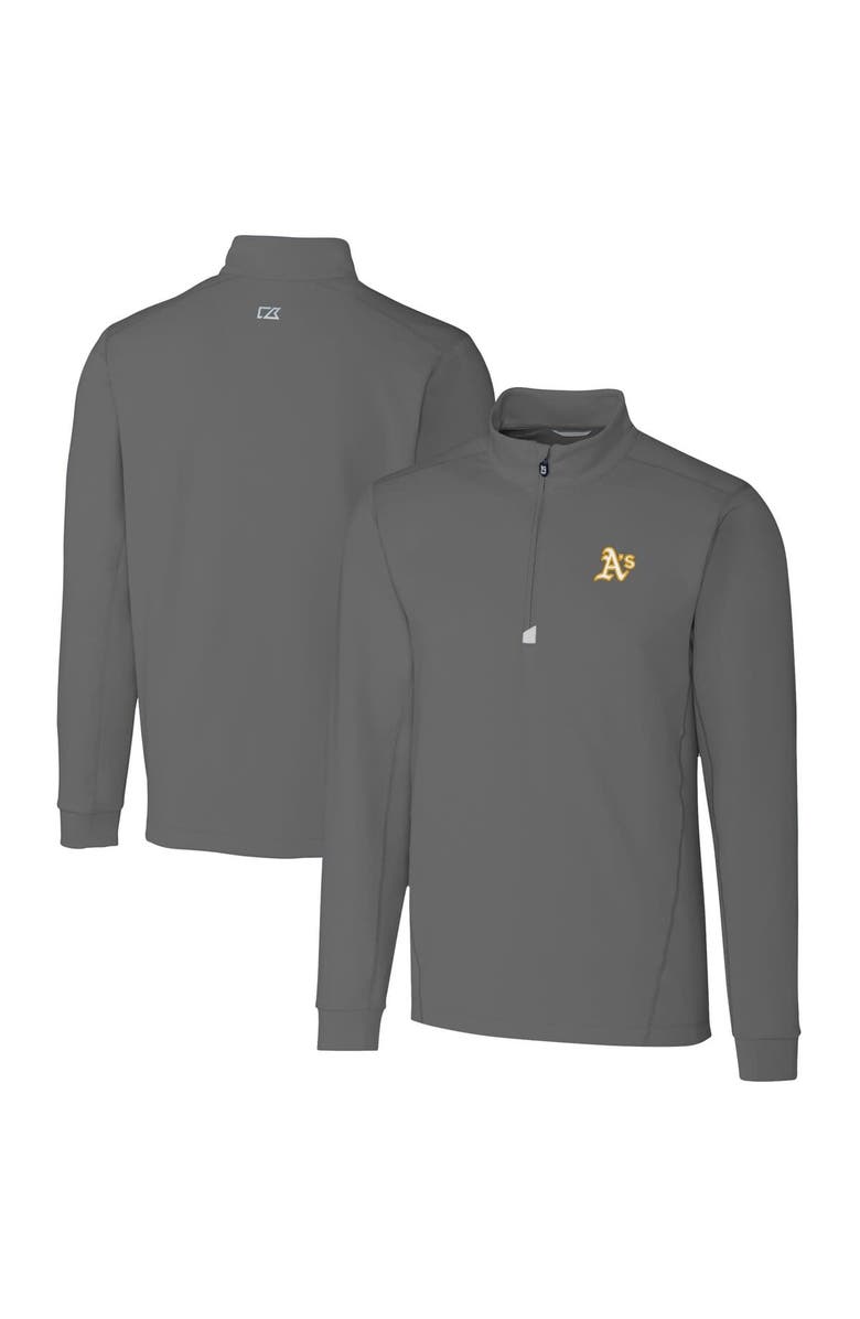 Cutter & Buck Men's Cutter & Buck  Gray Oakland Athletics Big & Tall Traverse Stretch Quarter-Zip Pullover Top, Main, color, 