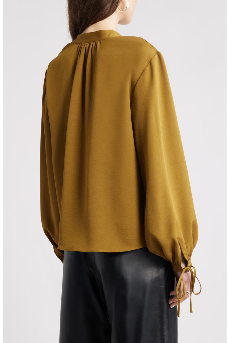 Long Sleeve Tie Neck Shirt, Alternate, color, OLIVE ESTATE