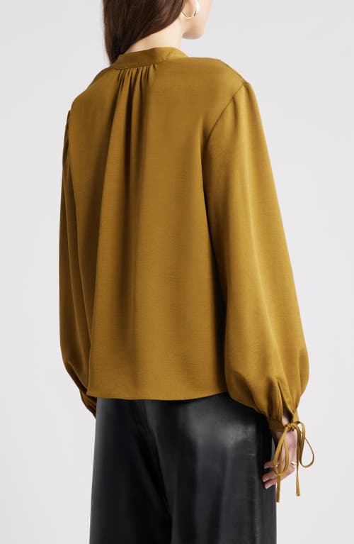 Nordstrom Long Sleeve Tie Neck Shirt In Yellow