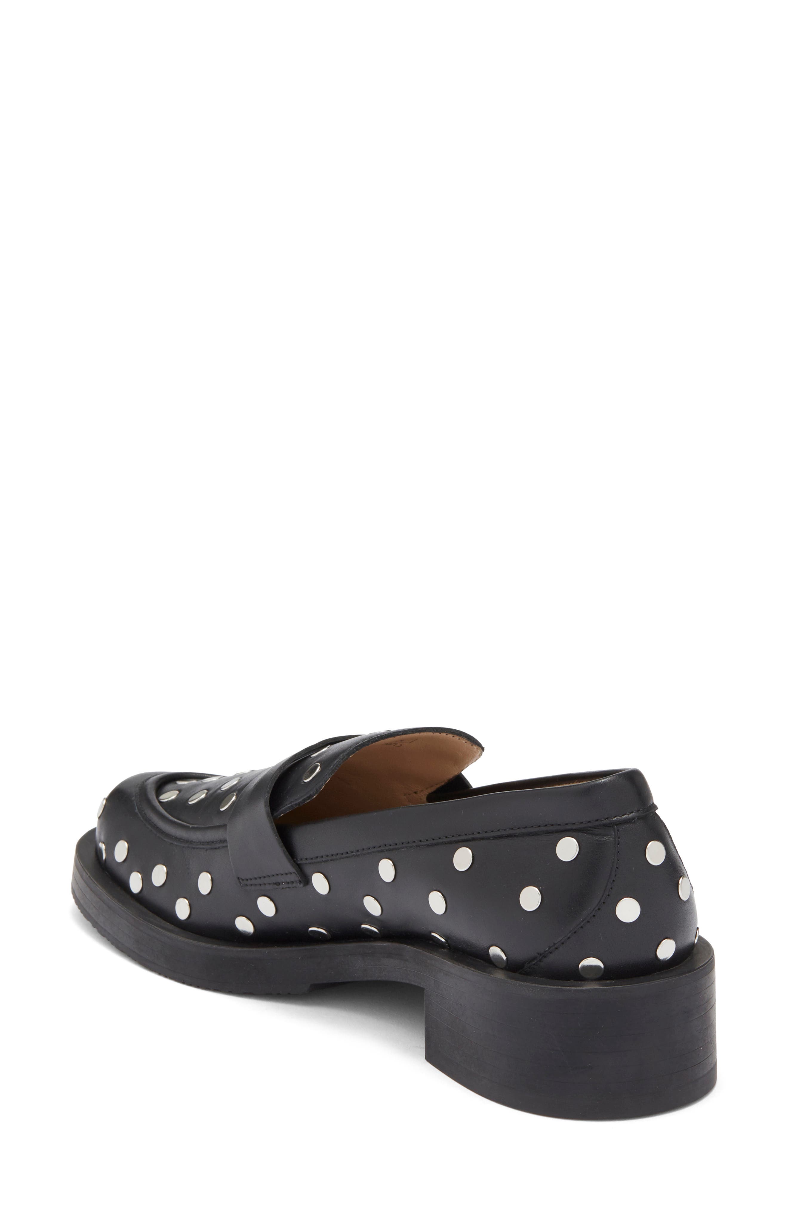 Stuart Weitzman Palmer Bold Stud Loafer, Alternate, color, Black