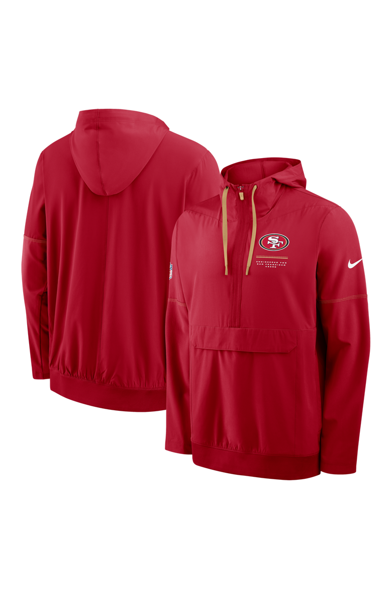 Men's Nike Scarlet San Francisco 49ers Sideline Logo Glory Anorak Half-Zip Hooded Jacket, Main, color, Scarlet