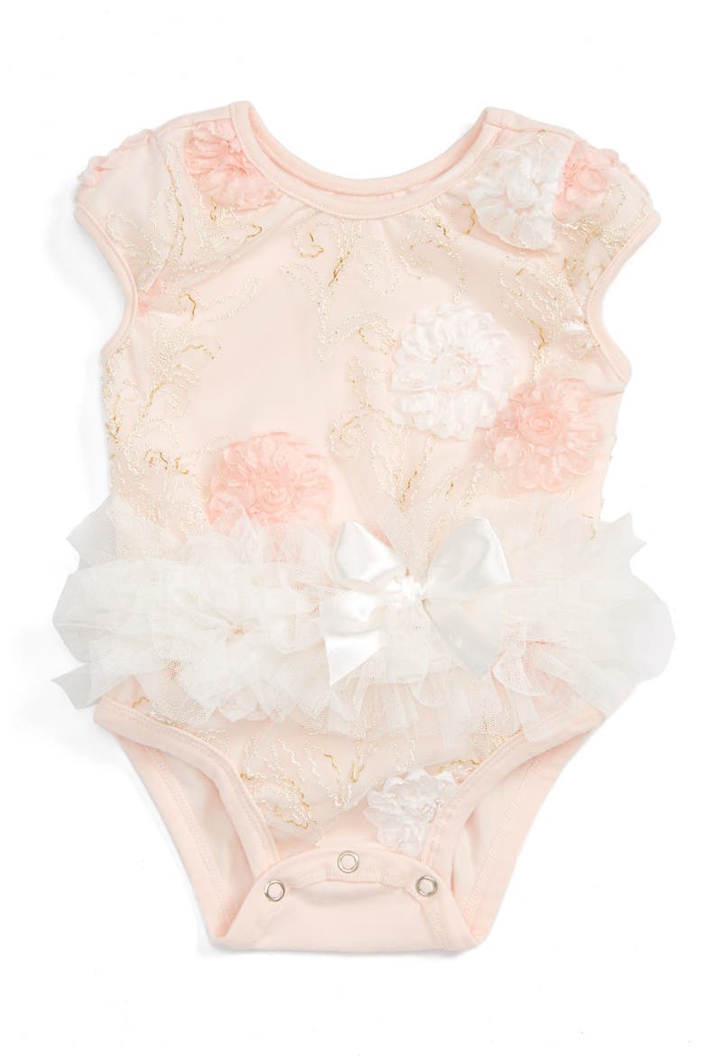 Floral Tutu Bodysuit, Main, color, PEACH