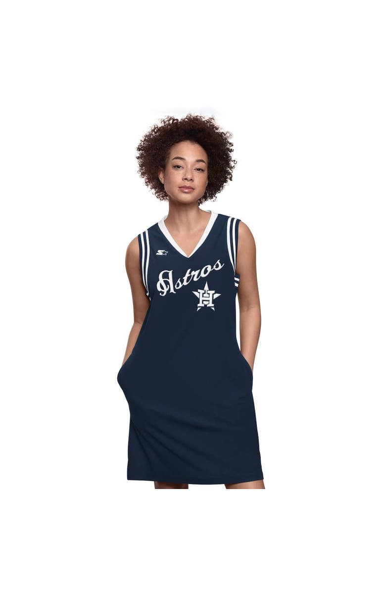 STARTER Women's Starter  Navy Houston Astros Fast Track Sneaker V-Neck Dress, Main, color, Navy