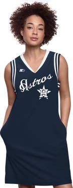 STARTER Women's Starter Navy Houston Astros Fast Track Sneaker V-Neck Dress