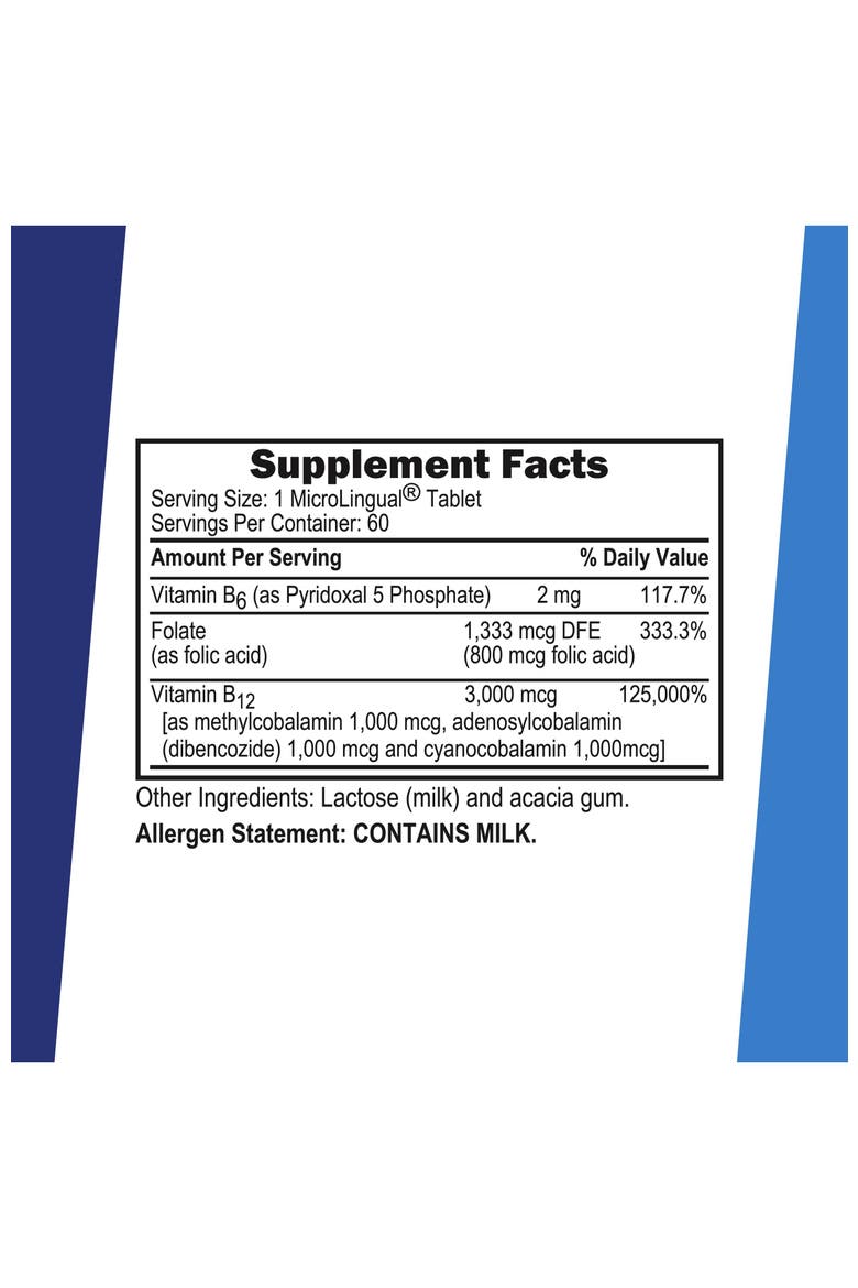 Triple B-12 B-6 Folic Acid Instant Dissolve Tablets, Alternate, color, White
