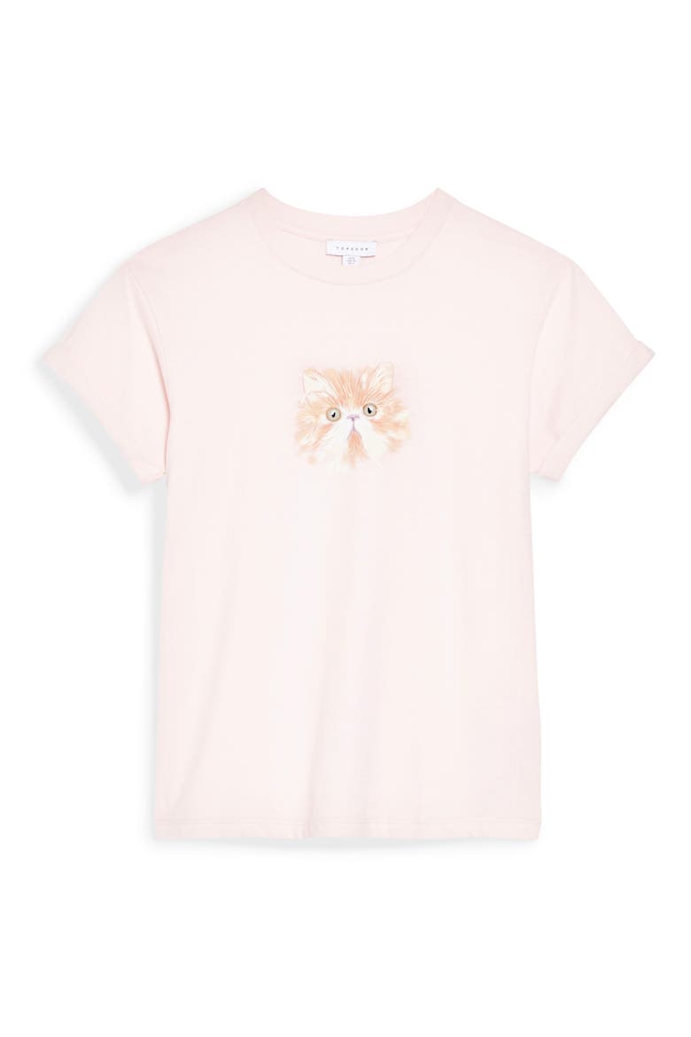 Cat Graphic Tee, Alternate, color, PINK