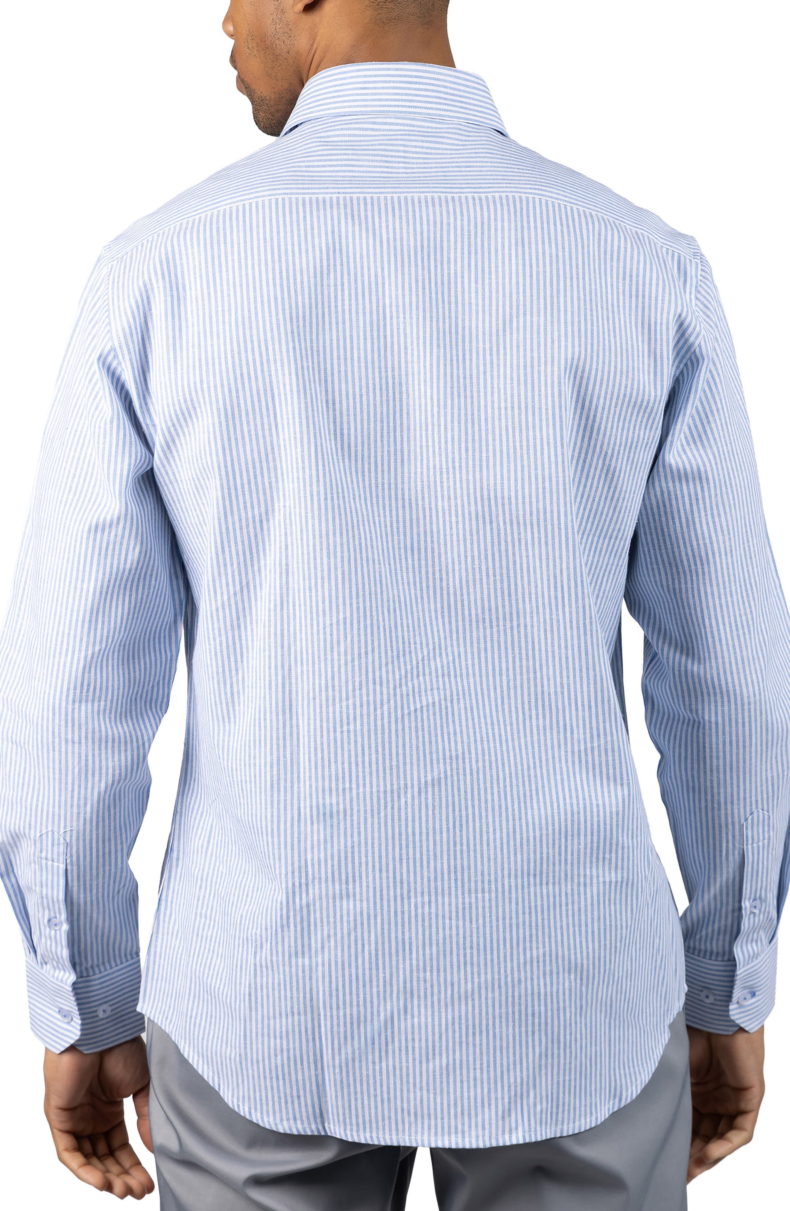 Stripe Linen Blend Button-Up Shirt - image 2
