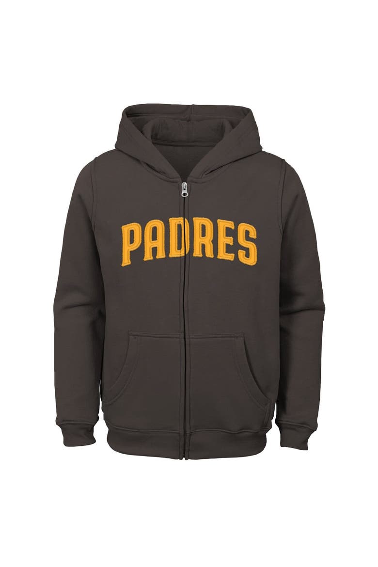 Youth Brown San Diego Padres Wordmark Full-Zip Fleece Hoodie, Alternate, color, Brown