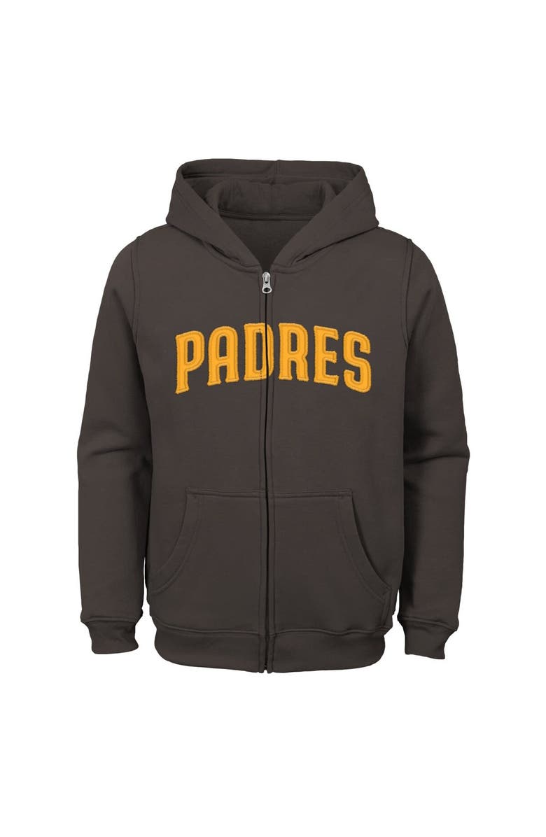 Outerstuff Youth Brown San Diego Padres Wordmark Full-Zip Fleece Hoodie, Alternate, color, Brown