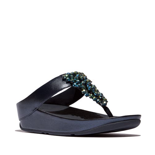 Fitflop Rumba Iridescent Beaded Toe-post Sandals In Blue