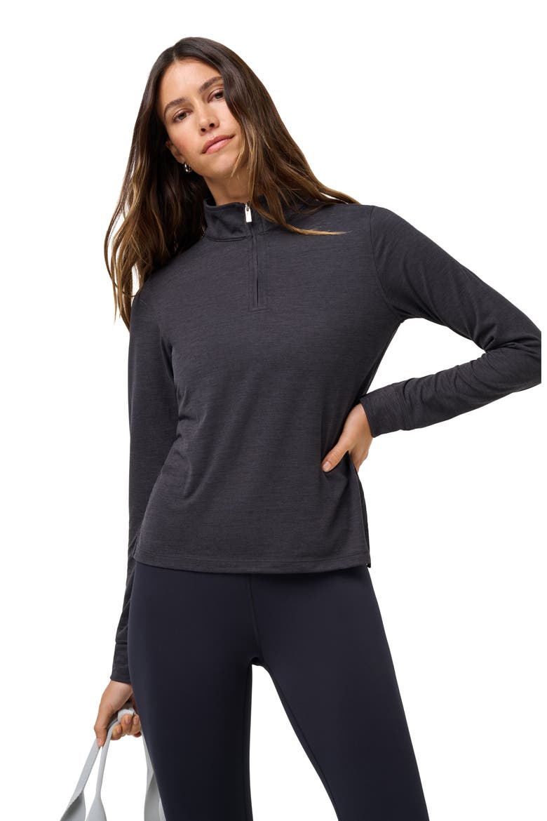 Skyloft Light Performance Quarter Zip Top, Alternate, color, HEATHER BLACK