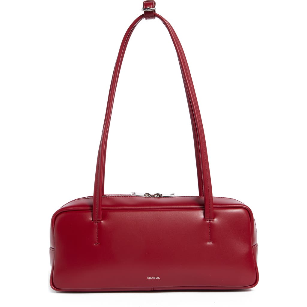 Stand Oil More Faux Leather Baguette Bag In Burgundy