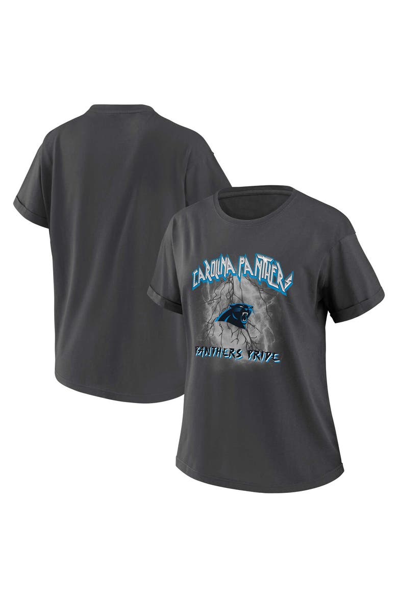 Women's WEAR by Erin Andrews Charcoal Carolina Panthers Boyfriend T-Shirt, Main, color, Charcoal