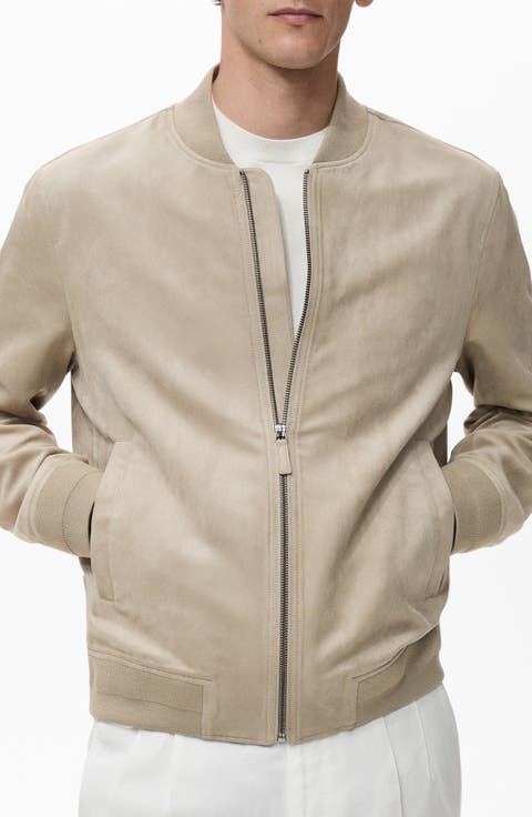 Faux Suede Bomber Jacket