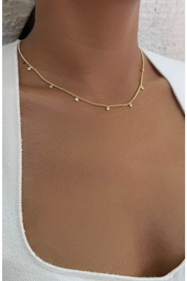 14K Gold Plated Cubic Zirconia Droplet Necklace, Alternate, color, GOLD