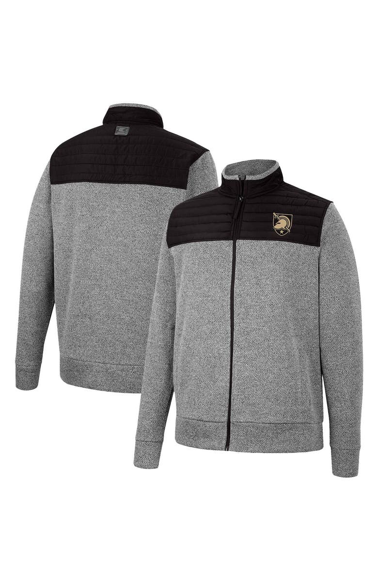 COLOSSEUM Men's Colosseum Gray/Black Army Black Knights Putter Herringbone Full-Zip Jacket, Main, color, 