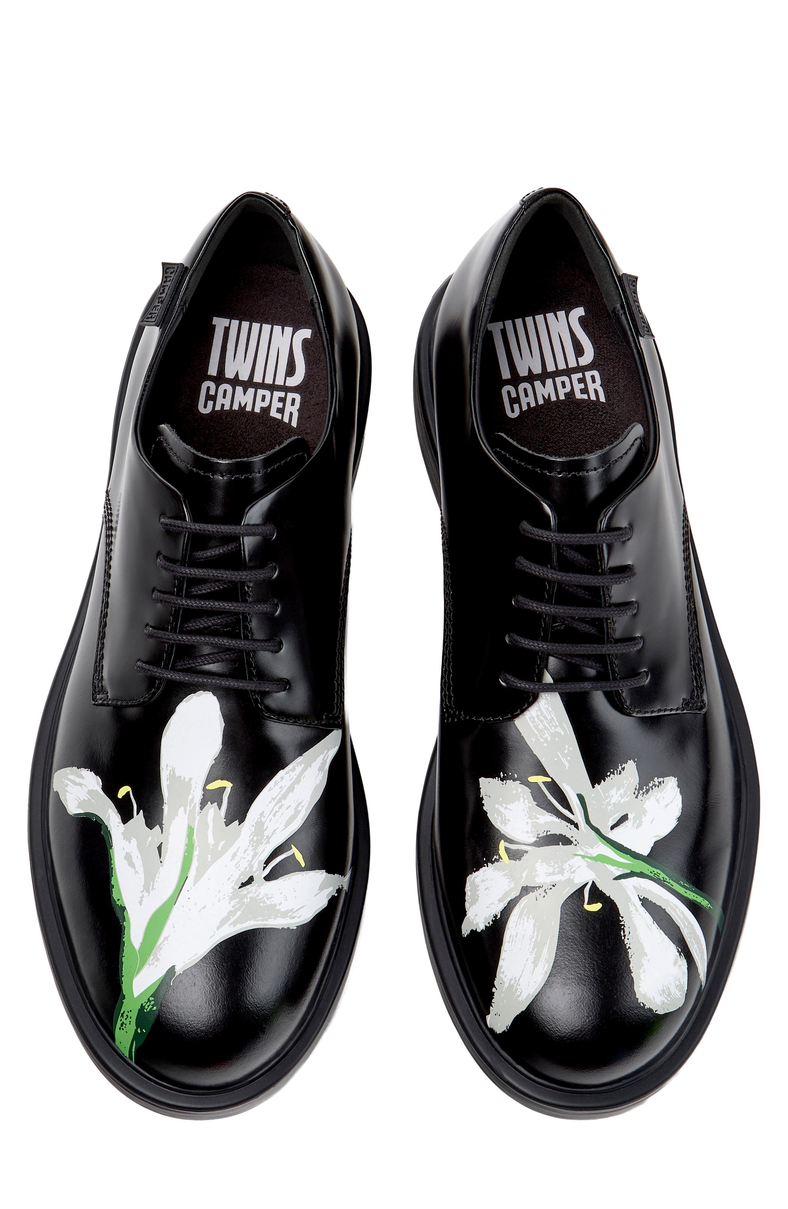 Dean Floral Leather Derby, Alternate, color, BLACK