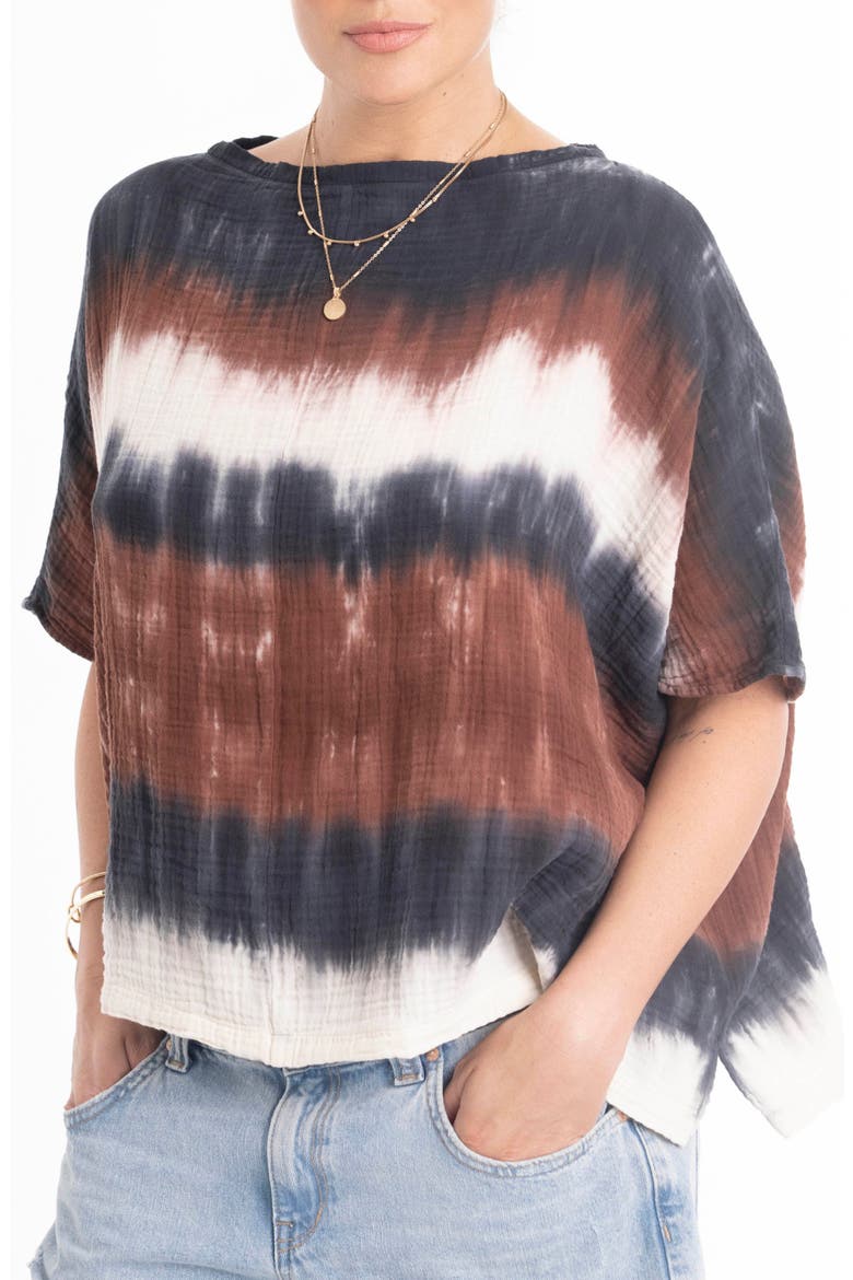 Tie Dye Square Gauze Top, Alternate, color, Birch Tie Dye