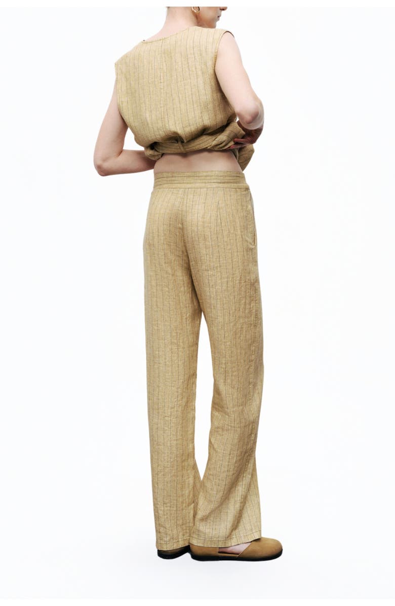 Nocturne Linen Striped High-Waist Pants, Alternate, color, 