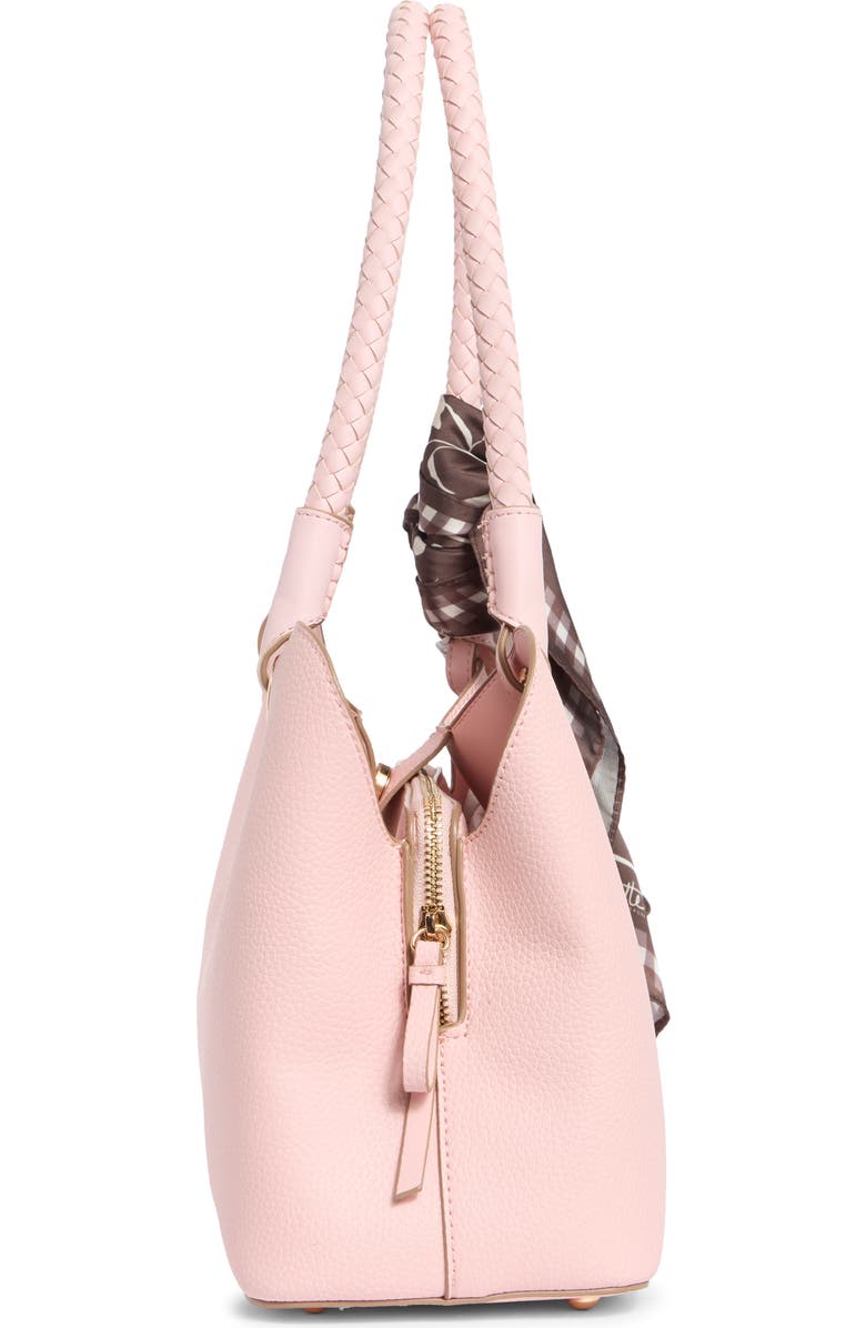 Nanette Lepore Sybil Braided Handle Shoulder Bag, Alternate, color, Peachy Pink-Maple Gingham