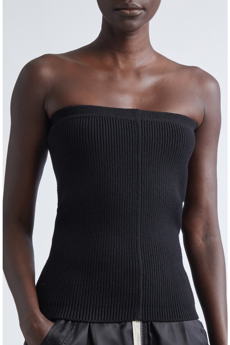 Rib Virgin Wool Blend Tube Top, Alternate, color, BLACK