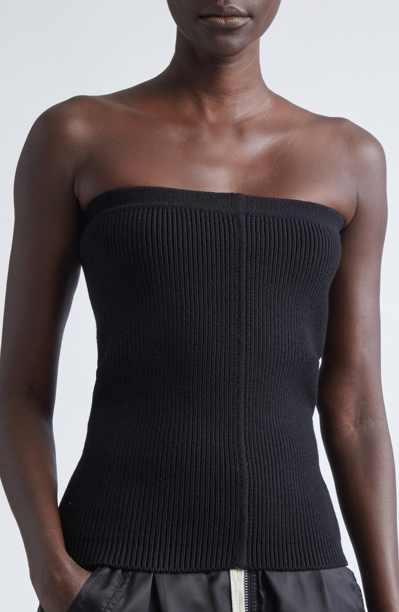Rick Owens Rib Virgin Wool Blend Tube Top, Alternate, color, Black