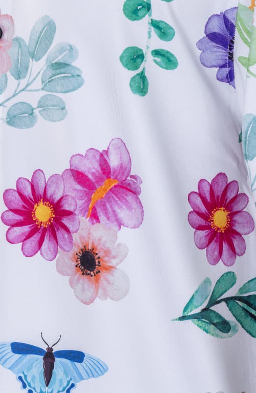 Vast Floral Watercolor Short Sleeve Performance Button-up Shirt In Fuchsia Multi