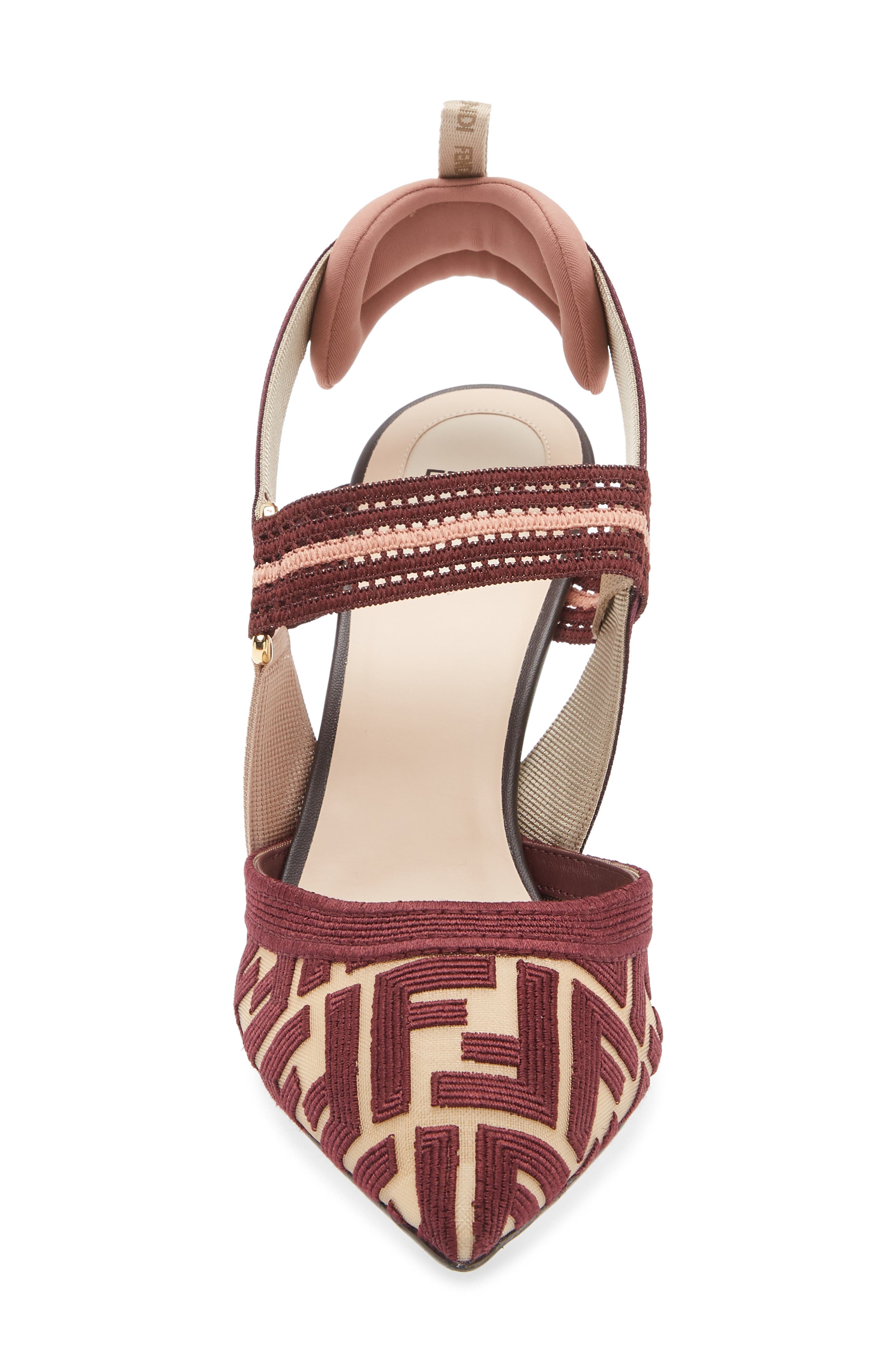 Fendi Colibri Mesh Slingback Pump, Alternate, color, Burgundy