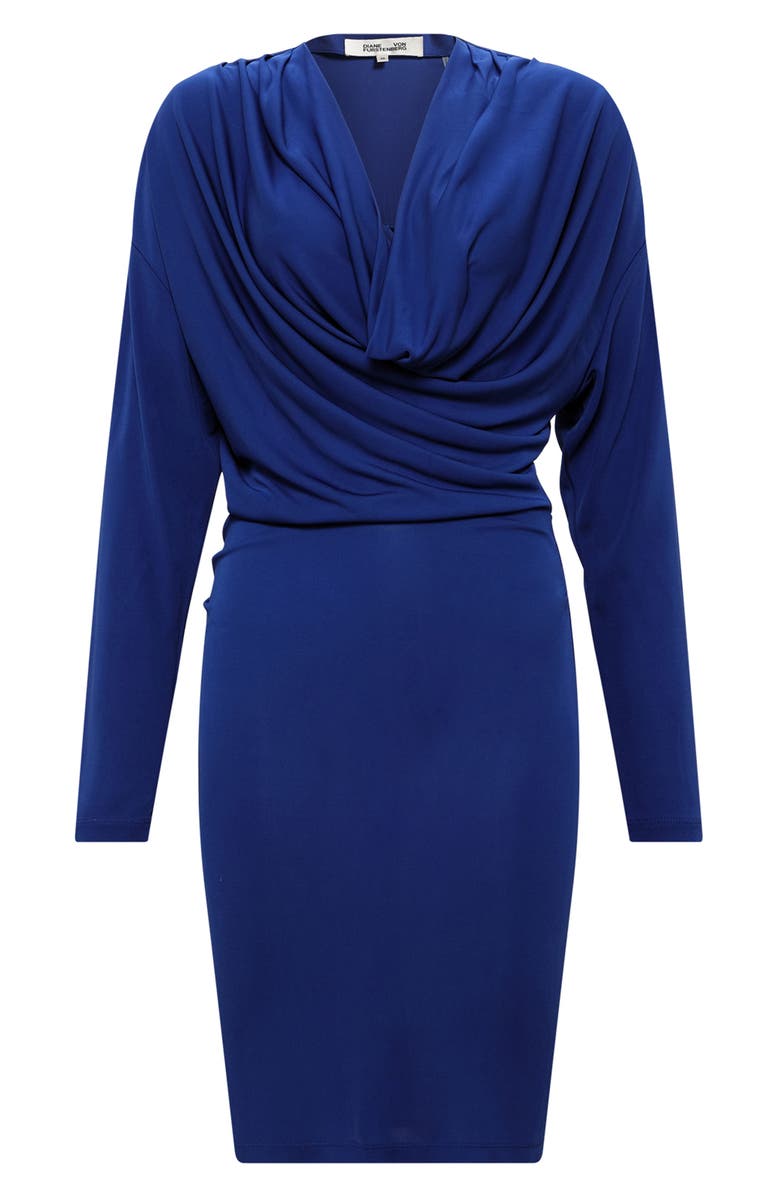 Diane von Furstenberg Joanie Cowl Neck Long Sleeve Dress, Alternate, color, Royal Blue
