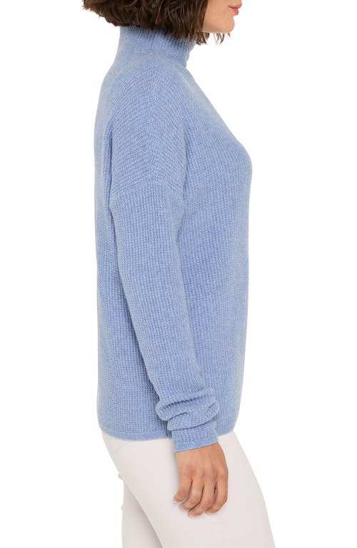 Nic + Zoe Nic+zoe Waffle Stitch Tuck Sweater In Blue