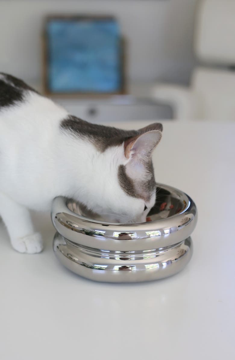 Catenary Halo Chrome Elevated Cat Bowl, Alternate, color, Chrome