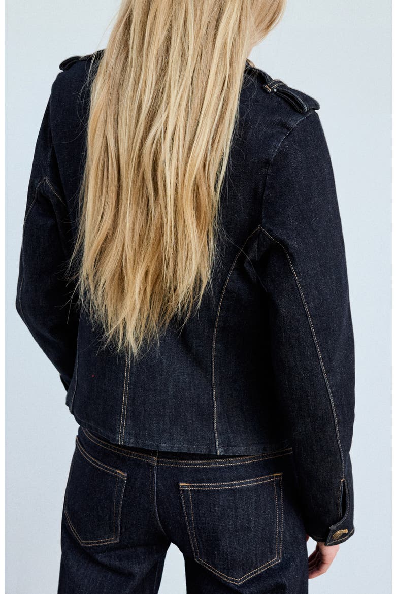 Candela Frog Fastening Denim Jacket, Alternate, color, OPEN BLUE