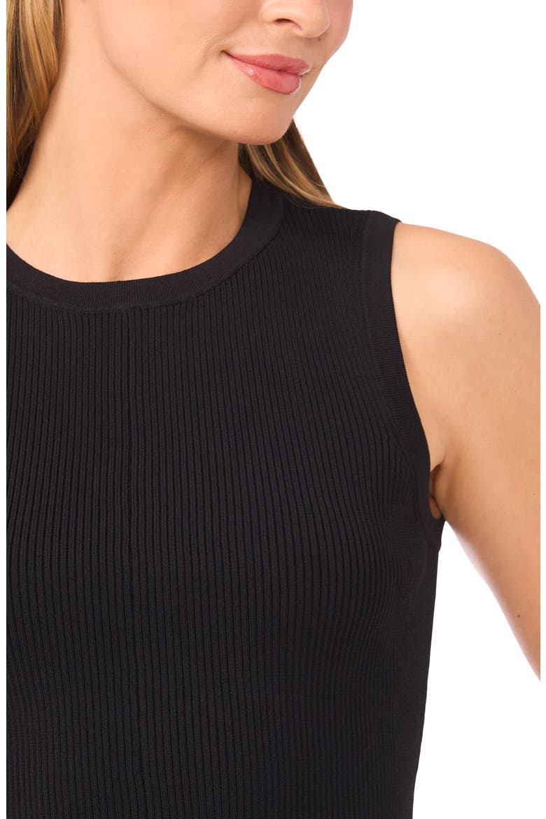 Sleeveless Peplum Rib Top, Alternate, color, RICH BLACK
