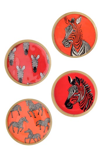 Tiramisu Set Of 4 Metal Coasters In Red