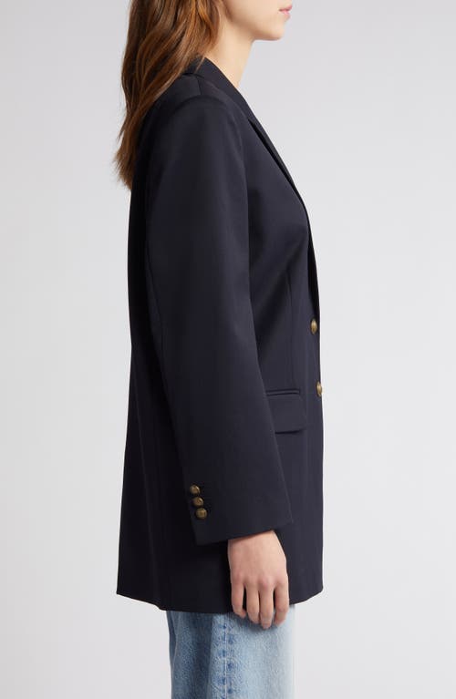 Frame The Oversize Wool Blend Blazer In Navy