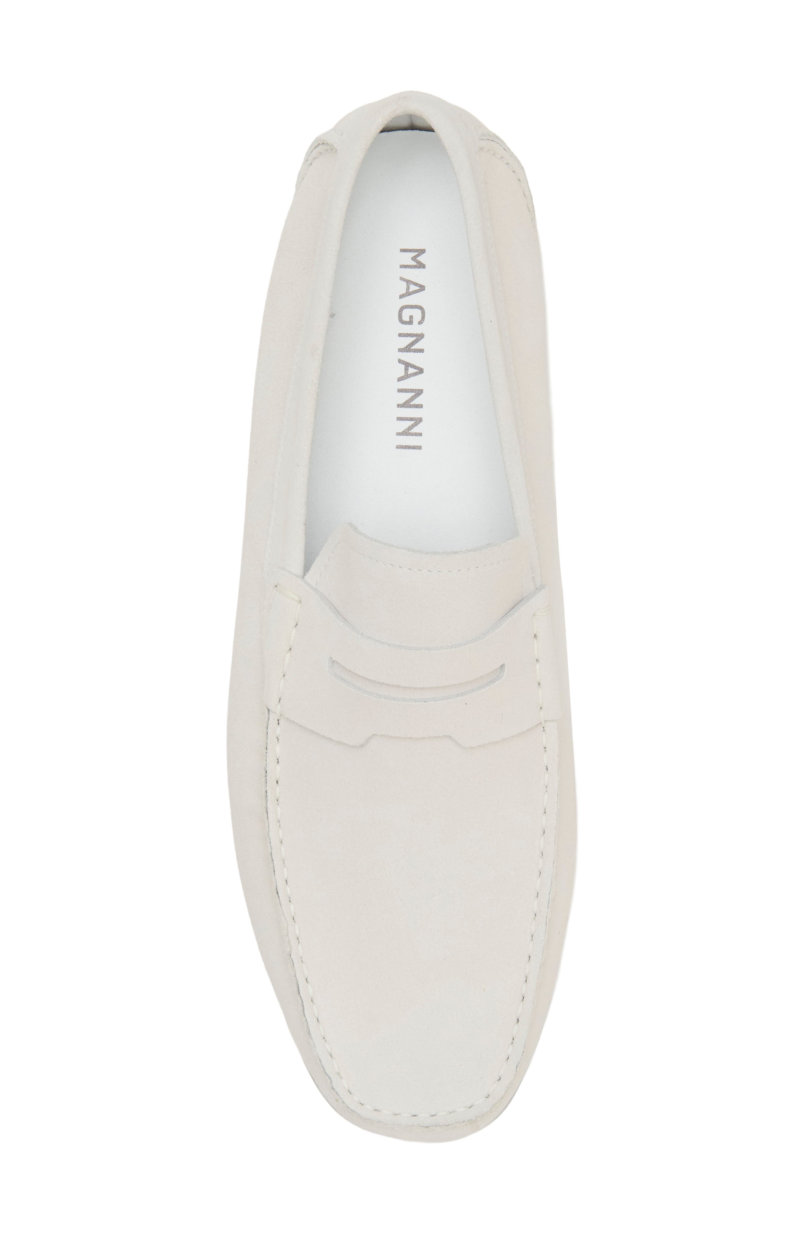 Monterey Leather Penny Driver, Alternate, color, WHITE SUEDE
