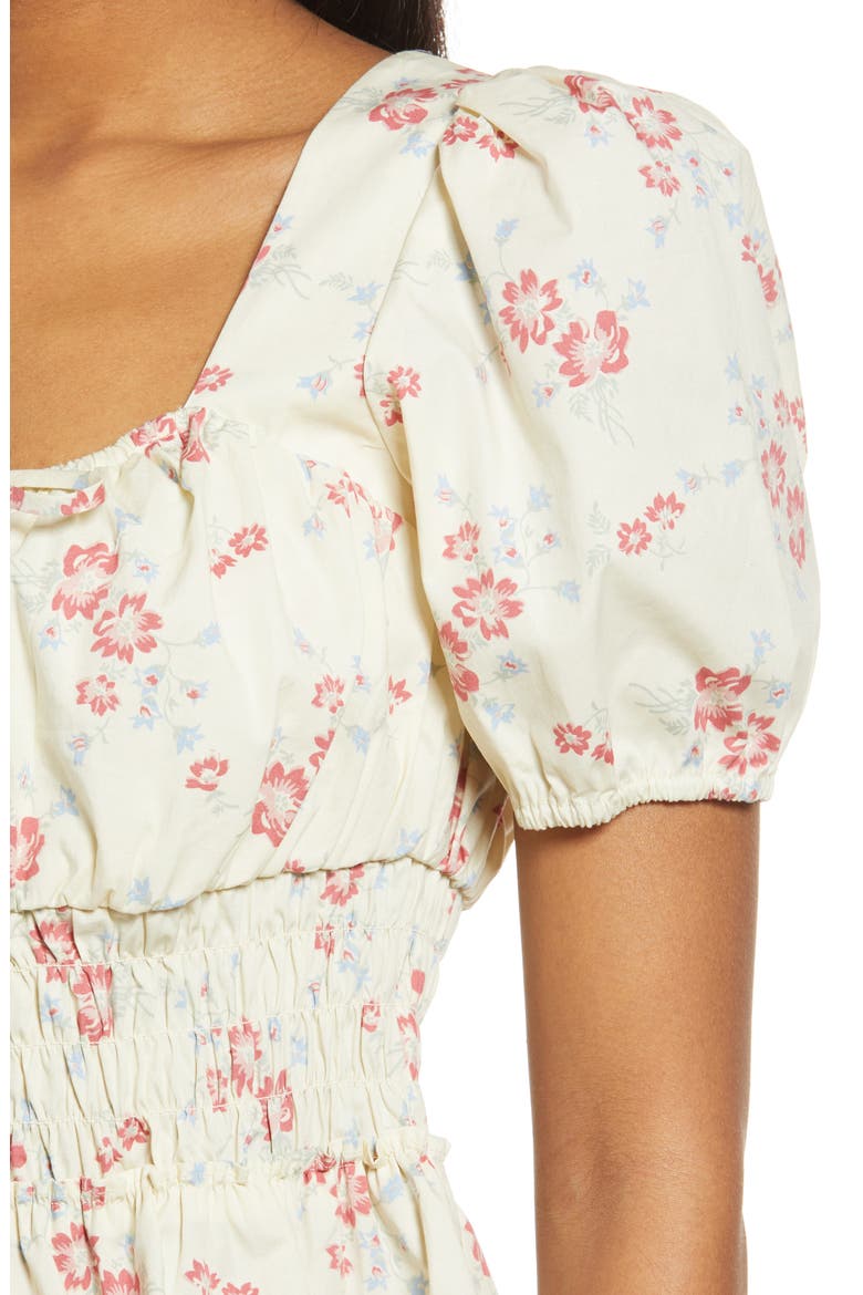 Lucian Floral Smocked Waist Top, Alternate, color, IVORY WHISPER FLORAL