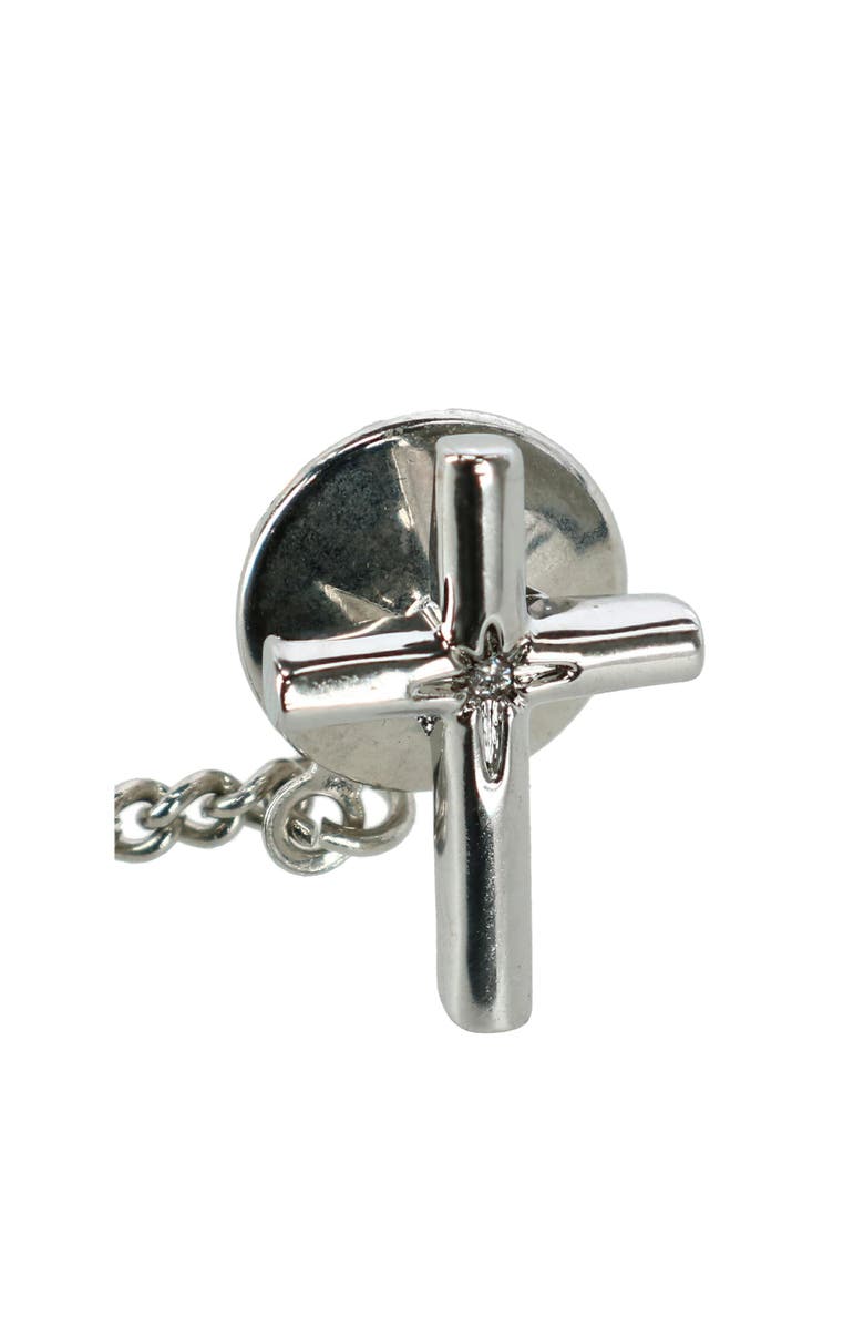 Ascentix Men's Elegant Cross Tie Tack with Crystal Center for Formal Wear, Main, color, Silver
