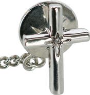 Ascentix Men's Elegant Cross Tie Tack with Crystal Center for Formal Wear