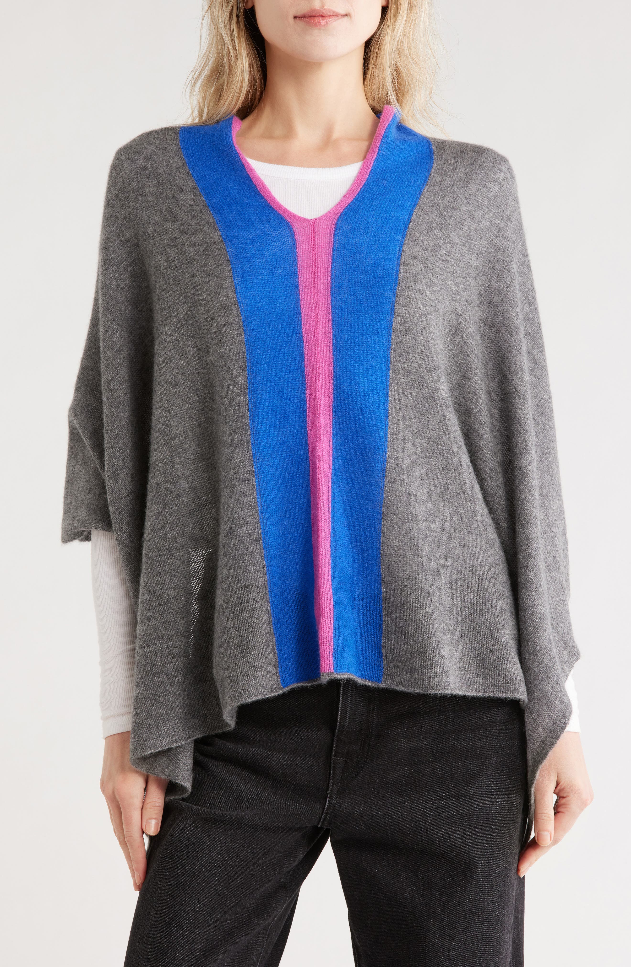Portolano Colorblock Cashmere Poncho