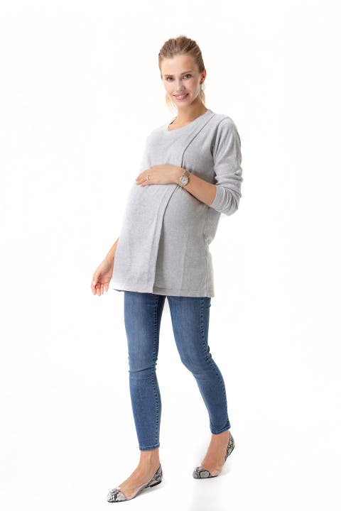 Casual Elegance Long Sleeve Maternity/Nursing Knit Top