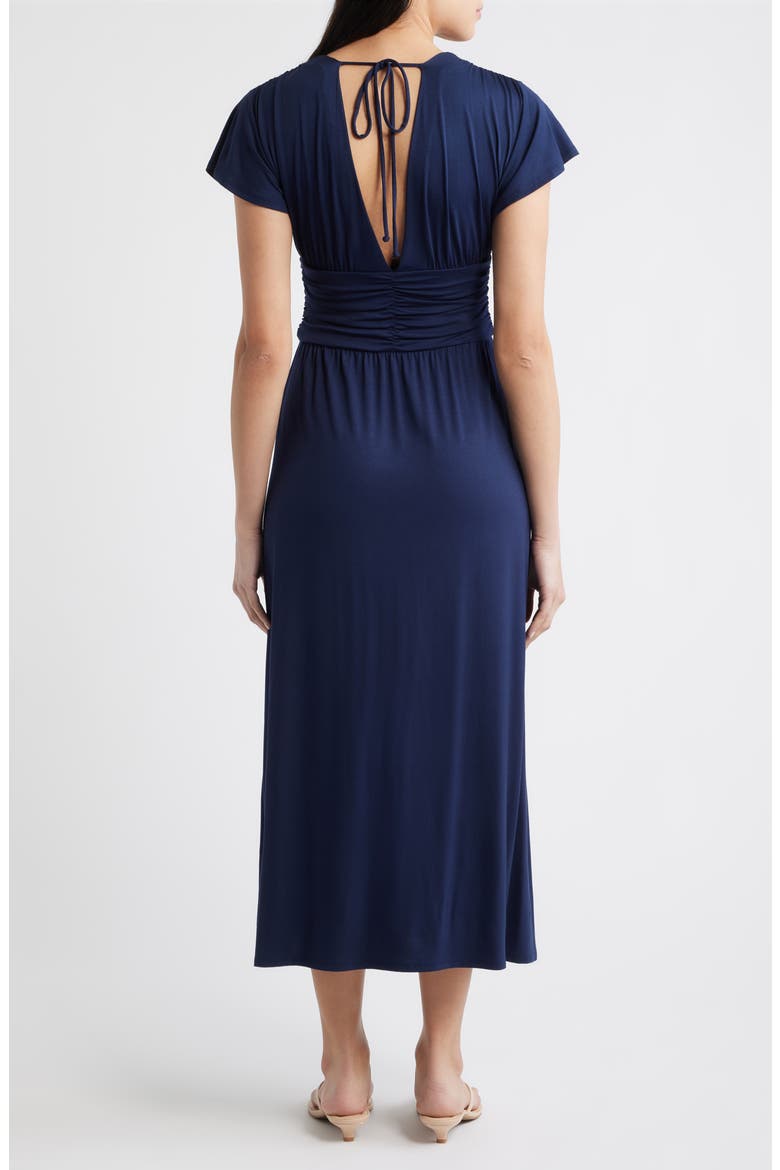 Ruched Bodice Midi Dress, Alternate, color, NAVY