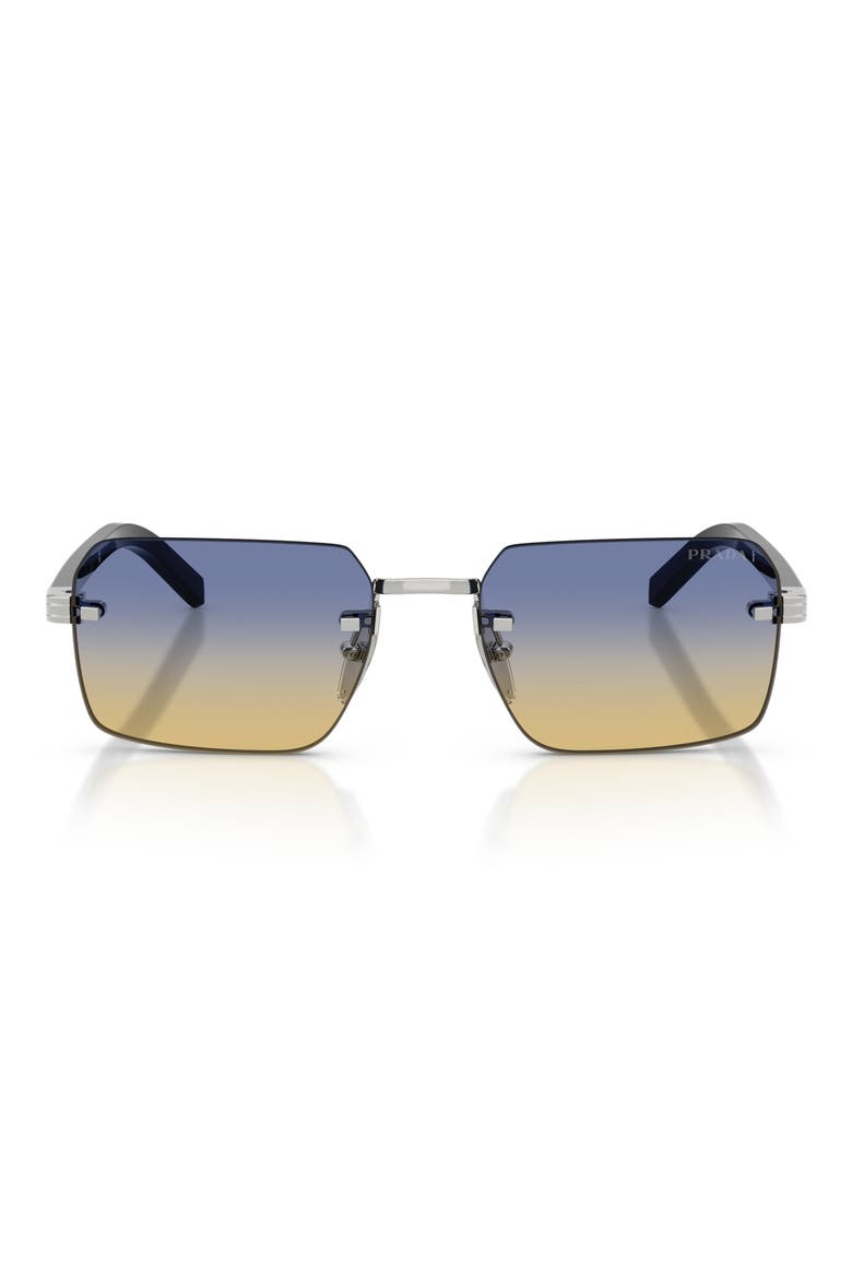55mm Gradient Rectangular Sunglasses, Main, color, SILVER / YELLOW/ DARK BLUE